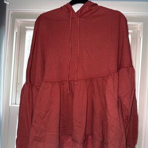 Aerie Warm Red Peplum Hoodie